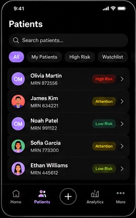 Patients list screen
